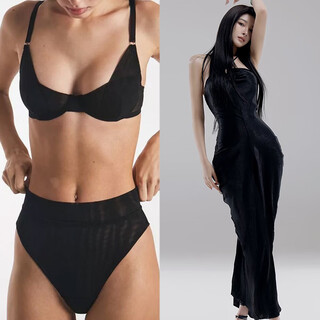 Victoria palace sexy underwear comfortable breathable gathering pure desire color matching upper breast supporting sexy bra panties women's suit thin black 85b /38