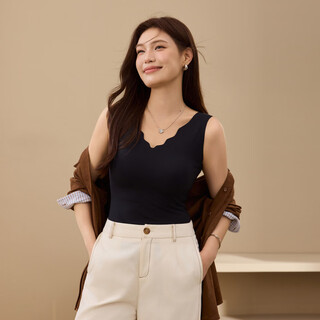 Comes with chest pad vest sling plus size women's soft skin-friendly bottoming shirt fat mm autumn new style black xl /2