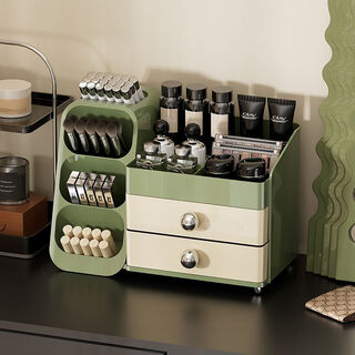 Fantasy desktop cosmetic storage box multifunctional advanced drawer dresser lipstick large capacity skin care product storage rack medal-rate green multifunctional partition two-layer drawer 2 balls