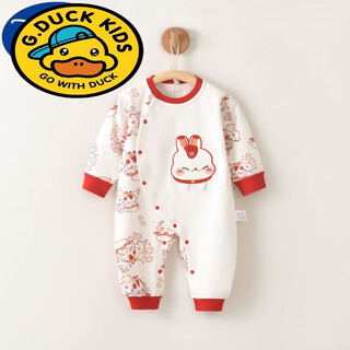 G.duck british style baby jumpsuit spring and autumn pure cotton 100-day cute spring dress gentleman men and women baby 100-day banquet clothes dazhan hongtu-partial lapel style (spring and autumn) 80 8-12 months