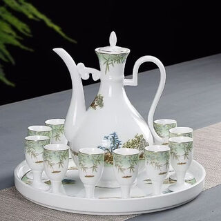 Fantasy wine glass set, white wine divider, flask, small wine cup, white wine wine glass, goblet, household ceramic wine set, gift box, lotus wine set, eleven simple packages