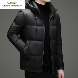 Emporio armani ea7 armani winter casual down jacket men's hooded short coat korean style bread coat men's thickened warm and anti-proof black m 170 suitable for 100-120jin jin equals 0.5 kg