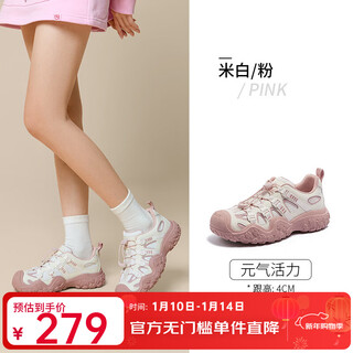 Camel (camel) mountain cute shoes 2026 spring new dad shoes women's hiking and mountaineering sports shoes l26s076038 beige/pink 38