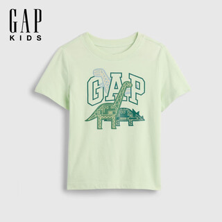 Gap gap boys' 2026 spring new pure cotton creative printed short-sleeved t-shirt children's wear us version 870066 light green 100/52 (2-3 years old)