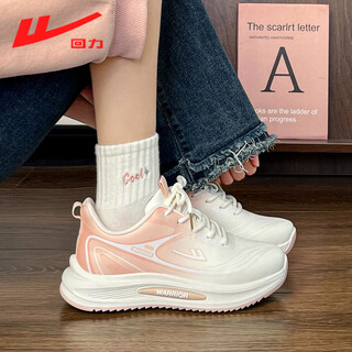 Warrior women's shoes running sports shoes women's 2026 new spring soft sole lightweight shock absorbing casual sneakers dad's shoes cotton rice/pink 35