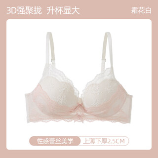 Six rabbits lace bra women's small breast push up comfortable wireless bra push up anti sagging women's bra frosty white 70a b