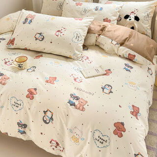 Fantasy quilt cover single piece 200230 double quilt cover 150200 student dormitory three puppy penguin single quilt cover 180x220cm front and back cotton suitable for 180
