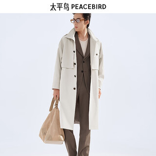 太平鸟【商场同款】风衣26春季新款斜纹阔版立领外套 B1BEG1251 白色1 S