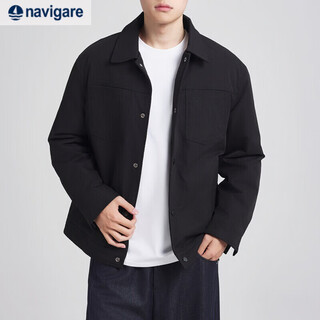 Navigare italian dinghy men's twill texture executive cotton coat for men 2025 winter new commuter cotton coat for men black m