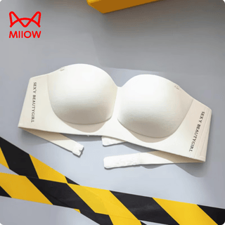 Miiow strapless non-slip underwear for women invisible small breasts push up to show bigger breasts and beautiful back cross white bra summer milk white s