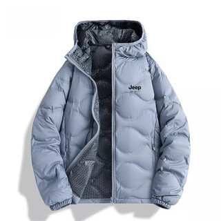 Jeep spirit thick down jacket for men and women 2025 new winter warm and coldproof hooded white duck down jacket top men's xw25189 oxygen blue 2xl