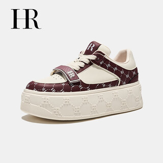 Hr helena women's shoes 2026 spring new thick-soled height-increasing sneakers, versatile small and good-looking sports and casual shoes, angora red 36