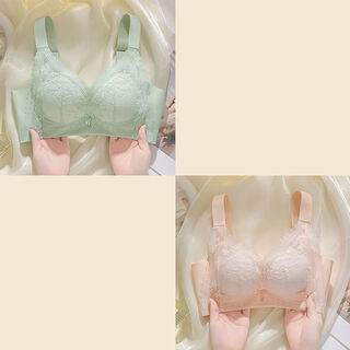 Tingmei (gracwell) tingmei underwear women's small breasts push up to show the size of the lace skin-friendly pull-up support to prevent sagging and reduce the side breasts comfortable bra fish aqua + nude skin powder / two-piece s recommended 70/32abc full cup