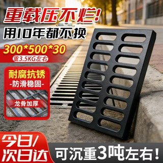 Cast solid ductile iron drainage ditch cover 300*500*30mm overload 3 tons rain ditch sewer cover ditch rainwater grille