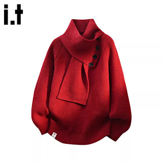 Chocoolateit zodiac year red sweater sweater for women winter scarf collar fashion casual top red m