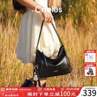 Cnoles qingning bag women's bag luxury brand 2025 new armpit bag large capacity single shoulder crossbody high-end tote bag soft feather black