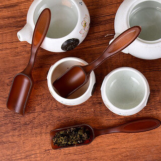 Yusenyi tea spoon plastic tea spoon small teaspoon tea spoon tea spoon standing tea set tea set accessories dark coffee plastic model 1 pack health and hygiene