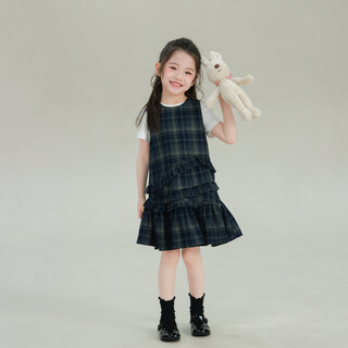 Utouto big ear elephant girls lace plaid vest skirt 2026 spring new sleeveless casual skirt 2633039 gray plaid pre-sale second batch around late january 80