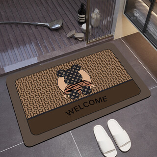 Wings soft diatom mud absorbent floor mat bathroom bathroom entrance non-slip foot mat bathroom toilet small carpet violent bear ywj12 square 40x60cm upgraded and thickened about 3.5mm丨imported raw materials