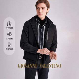 Giovanni valentino (while stocks last) winter business casual hooded warm and wear-resistant quilted cardigan jacket men's cotton coat dark brown s