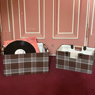 Yusenyi green house * christmas atmosphere retro plaid foldable multi-purpose storage box storage box kage l) kage l)