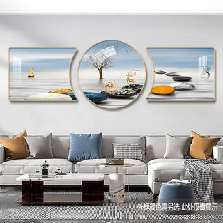 Fantasy living room decorative painting suitable for wall hanging painting on the background wall behind the sofa k shi lai run fulu double to 60x40/60x60/60x40 (recommended 2.5 meters 3 pc rich gold frame crystal porcelain painting waterproof mirror flat effect
