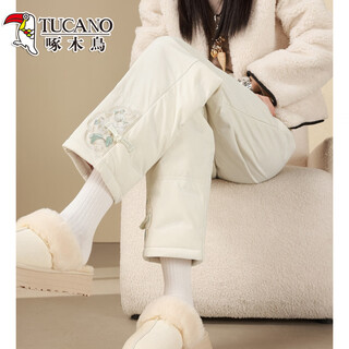 Woodpecker (tucano) down pants for women to wear as outerwear in winter 2026 new fashion national style thickened straight harbin cold-proof cotton pants white s recommended 85-jin jin is equal to 0.5 kg
