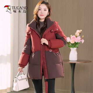 Woodpecker fashion temperament hooded mid-length down jacket women's 2025 winter new mom thickened versatile warm jacket