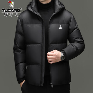 Woodpecker high-end down jacket men's jacket winter business casual fashion hooded bread coat thickened warm and cold-proof jacket rr-yr36038 black m 170/92a