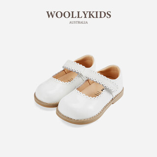 Lamb wally woollykids lamb wally australian genuine leather baby girl banquet campus retro style anti-slip soft-soled patent leather shoes, ivory white, size 27, inner length 17.0cm, suitable for feet 16.1-16.5cm long
