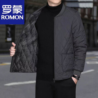 Luo meng's new men's down jacket with velvet and thick inner liner, a small cotton-padded jacket, a warm short jacket, dark gray (zipper type) l (recommended 95-120 jin jin equals 0.5 kg)