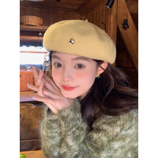 Xiaohongshu winter face revealing little beret lemon yellow