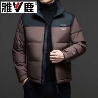 Yalu 2026 new winter goose down jacket for men in winter, color matching, fashionable short bread jacket, thickened and warm men's clothing, green green m 170