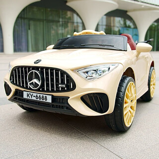 The childlike fish can ride on the remote-controlled rechargeable mercedes-benz g-class children's electric car. an electric toy car suitable for boys and girls. yellow model + four-wheel drive + foam tires + oversized battery + leather seat + remote control + bluetooth. electric drive.