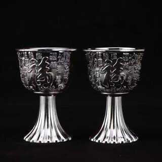 Yusenyi new dragon phoenix 999 silver-plated wine set chinese style high-end gilt silver household wine pot and wine glass wedding gift ornaments silver baifu wine glass (two wine glasses)