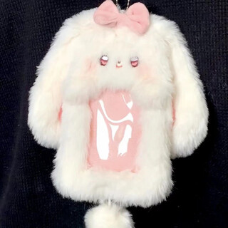 Cute plush card holder, high-looking animal series card holder, 3-inch polaroid idol card holder, cartoon id card holder, pink wattle rabbit card holder
