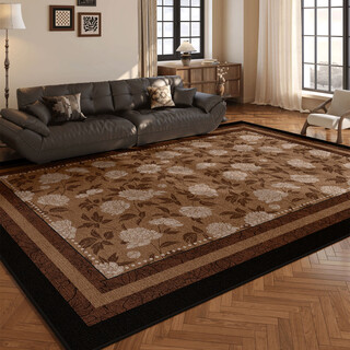 Jun yuexi washable and erasable light luxury french carpet living room 2025 new style mid-century style coffee table floor mat retro bedroom bedside blanket qiuxu-21619 240cm*400cm (suitable for u-shaped sofa, customized, non-returnable, non-exchangeable)