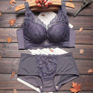 Triumph (triumph) spring festival and christmas festive bright red underwear for women without steel ring side breast bra sexy lace push-up bra dark gray suit 75c 75c 34 thin section