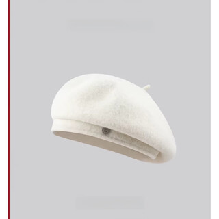 Fat donglai's same style korean style beret red wool woolen women's autumn and winter new style internet celebrity octagonal bud hat with guaranteed purchase, milky white m (56-58cm) cannot be washed