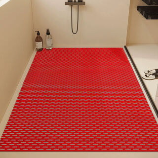 Fantasy bathroom mat toilet floor mat shower room shower bath anti-fall foot mat toilet hollow bath mat red 80x80cm large size