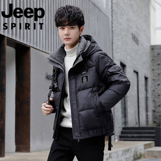 Jeep jeep Международный бренд-пуховик Мужская зима 2025 Новая толстая молодежная теплая куртка на утином пуху с капюшоном черного цвета l