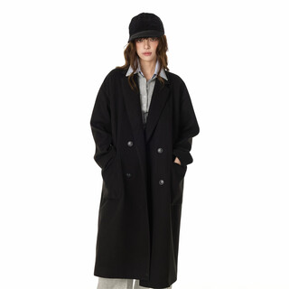 GOLFCROSS时尚气质简约英伦风大翻领廓形风衣大衣外套男女同款 黑色 XL