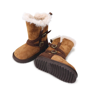 Hello kitty children's shoes girls snow boots winter plush large cotton warm fashion long cotton boots 8126 camel brown 27