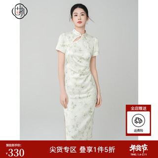 Obstinate special price 2025 summer new chinese style bamboo leaf jacquard daily slimming improved short-sleeved temperament cheongsam dress light green s