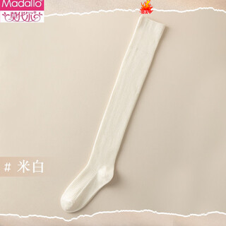 Modal stockings for women, extended over-the-knee socks, non-slip winter wool thigh socks, warm and thickened autumn and winter knee socks, off-white, 2 pairs m, one size fits all, 35-40/silicone non-slip/wool warm socks, 58c left