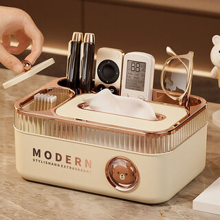 Fantasy tissue box living room tissue box coffee table remote control napkin storage box 2 pack + light luxury white without toothpick box