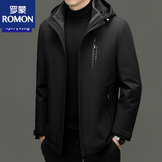 Romon men's down jacket winter new removable liner jacket brand three-in-one dad winter clothes 656-black m 170