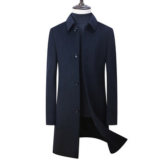 Kbxng jinba autumn and winter long double-sided woolen coat business wool windbreaker knee-high cashmere coat dad wear thick woolen navy blue 2xl 185 recommended 160-180jin jin equals 0.5 kg
