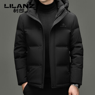 Lilanz down jacket men's winter thickened 2025 new fashion trend windproof thickened warm 90 duck down jacket for men black m 170/92a