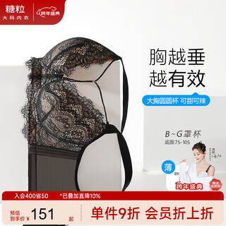 Sugar fat mm plus size underwear, big breasts are made smaller, anti-sagging, side breasts shrinking, soft steel ring bra, bra, light and thin, black and translucent - soft steel ring 85c